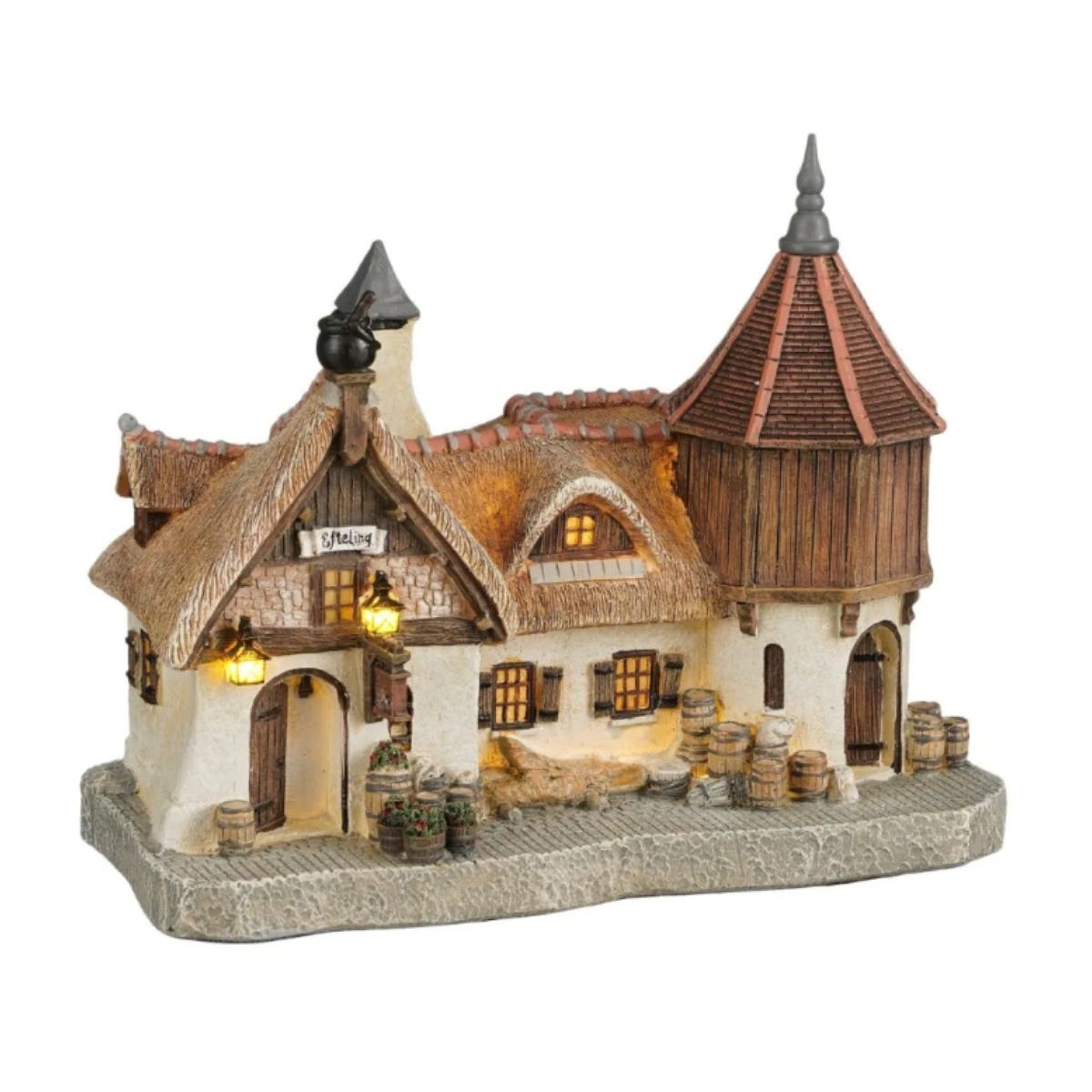 Luville Kerstdorphuisje Herberg Ersteling met Verlichting 19.5 x 13 x 16 cm