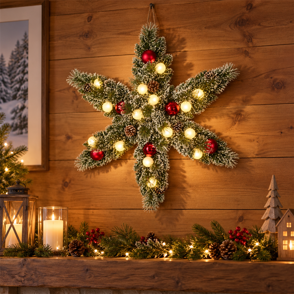 Black Box Trees Kerstkrans Kaprun Ster frosted 15 lampjes 60 x 60 cm