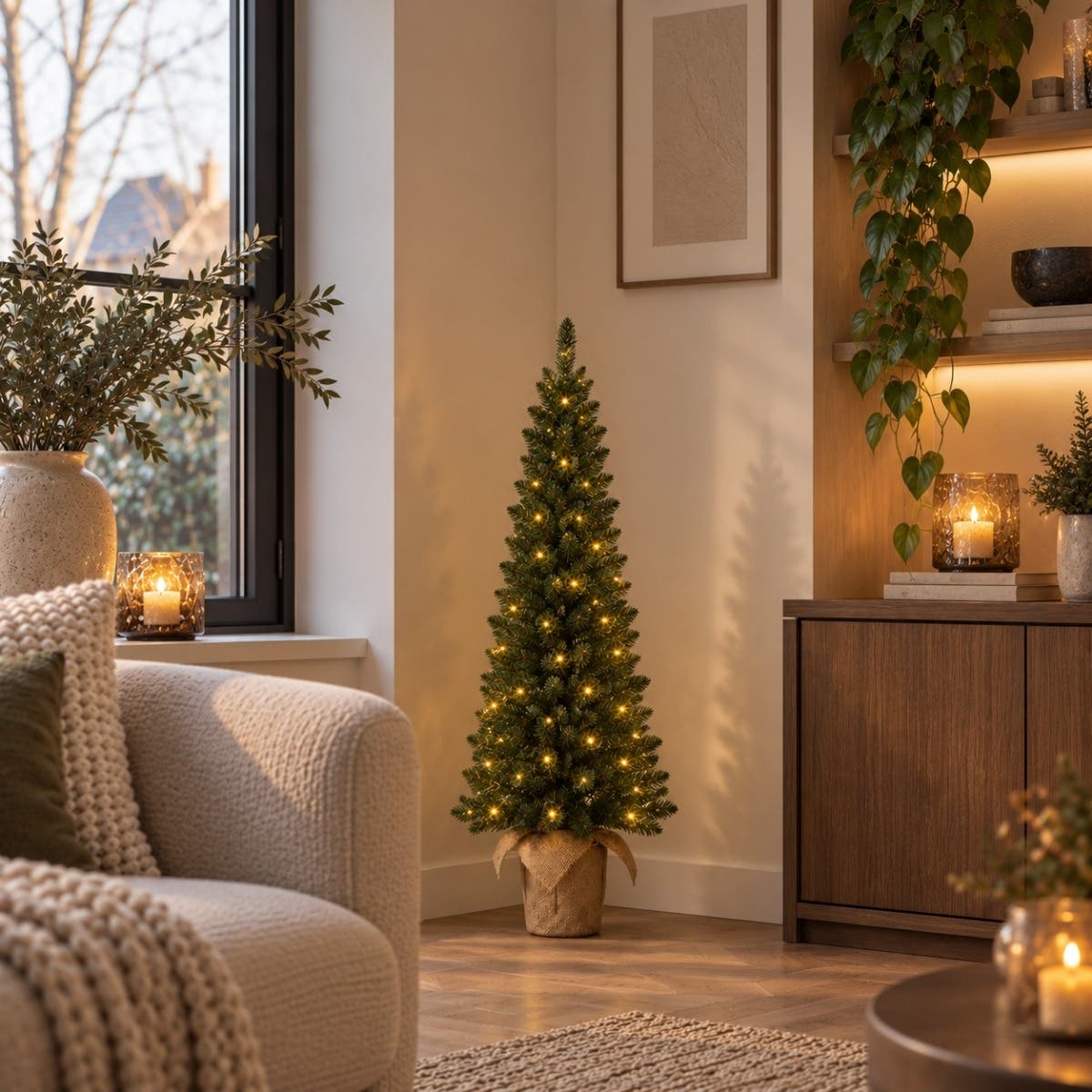 Black Box Trees Miniboom Jute Gerlos Groen met Verlichting 120 x 51 cm