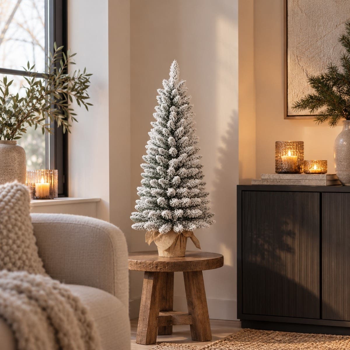 Black Box Trees Kunstkerstboom Mini Wit Sneeuw Gerlos met Verlichting 75 x 36 cm