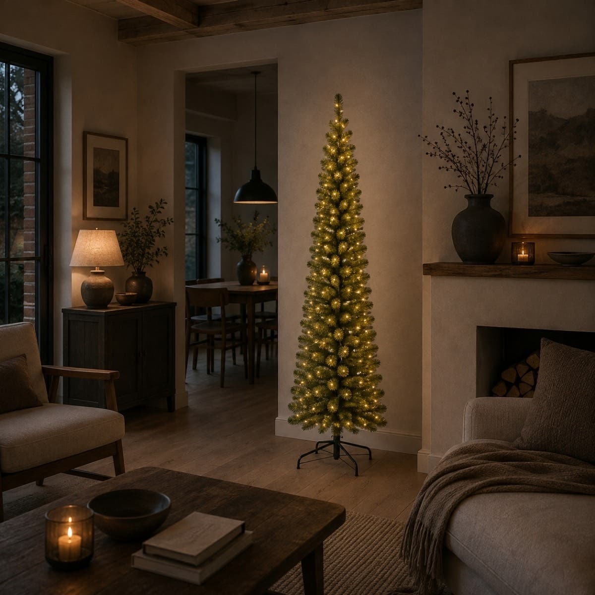 Black Box Trees Kunstkerstboom Charlton Groen met Verlichting 215 x 56 cm