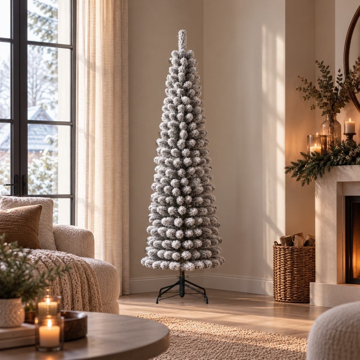 Black Box Trees Kunstkerstboom Charlton Wit met Sneeuw 185 x 53 cm