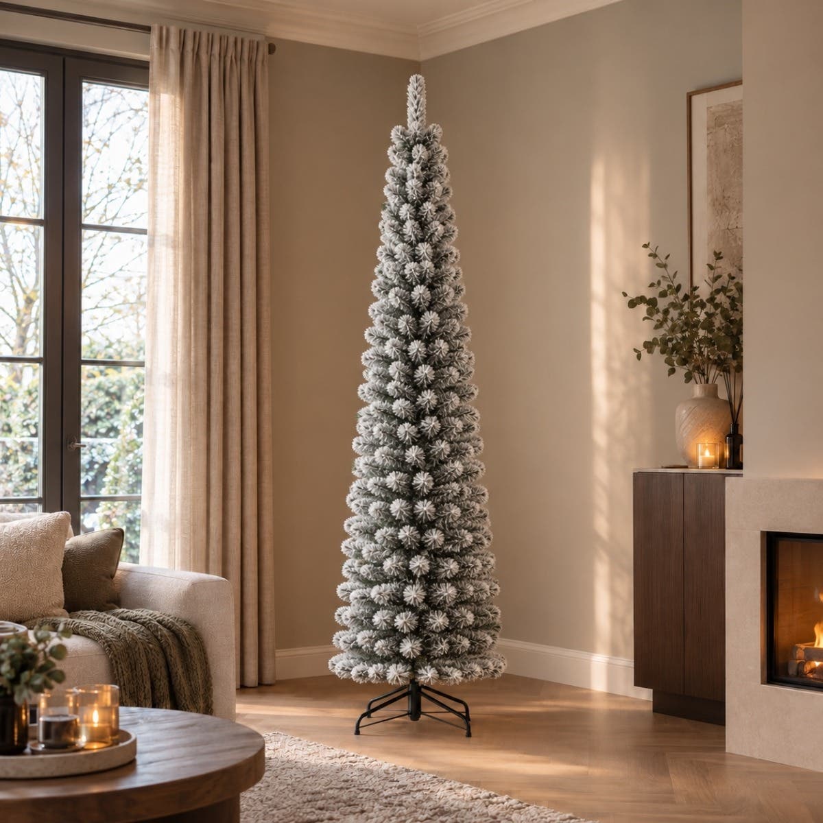 Black Box Trees Kunstkerstboom Charlton Wit met Sneeuw 215 x 56 cm