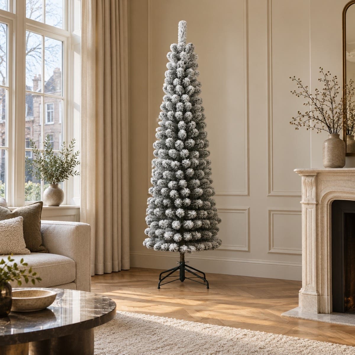 Black Box Trees Kunstkerstboom Charlton Wit met Sneeuw 230 x 58 cm