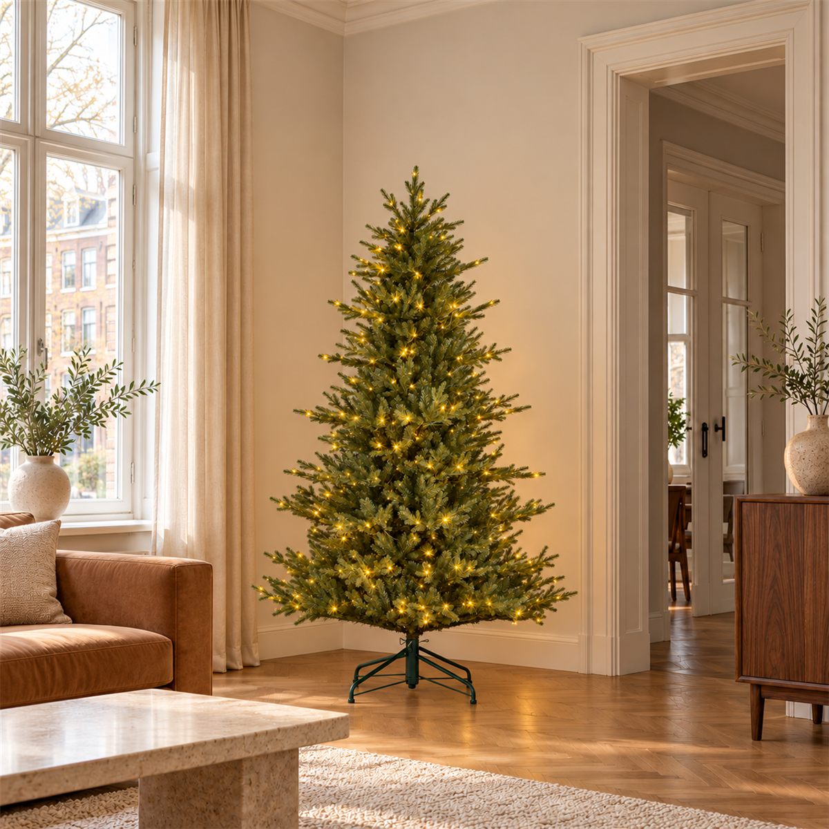 Black Box Trees Kunstkerstboom Meran Groen met Verlichting 215 x 137 cm