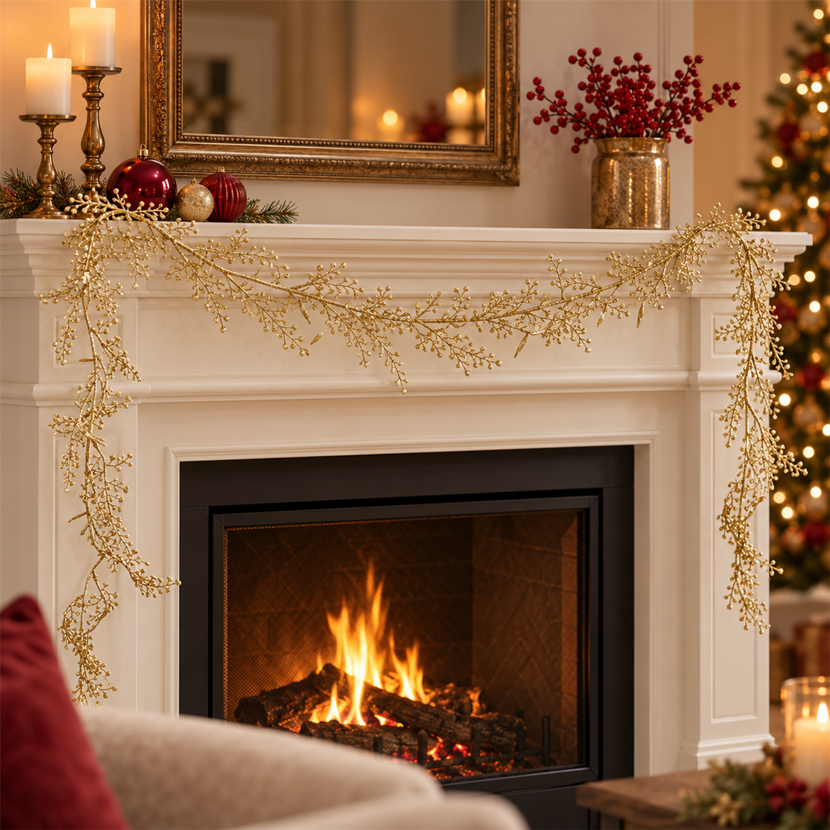 Mica Decorations Slinger Bladeren Goud 180 cm