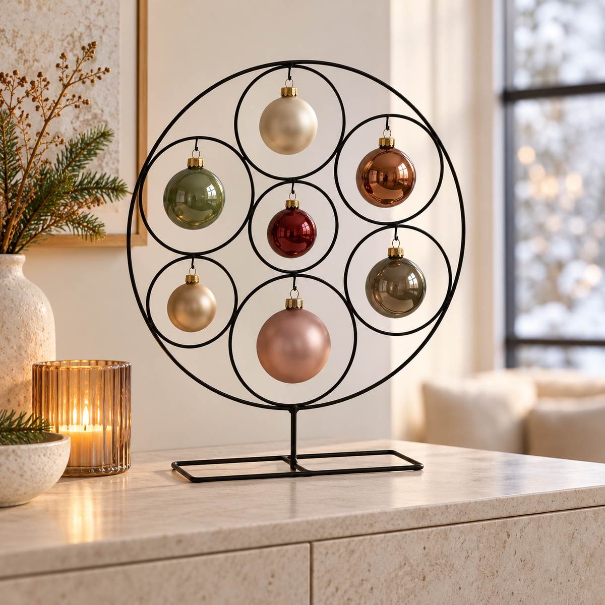 Mica Decorations Kerstbalstandaard Zwart 38 x 8 x 43.5 cm