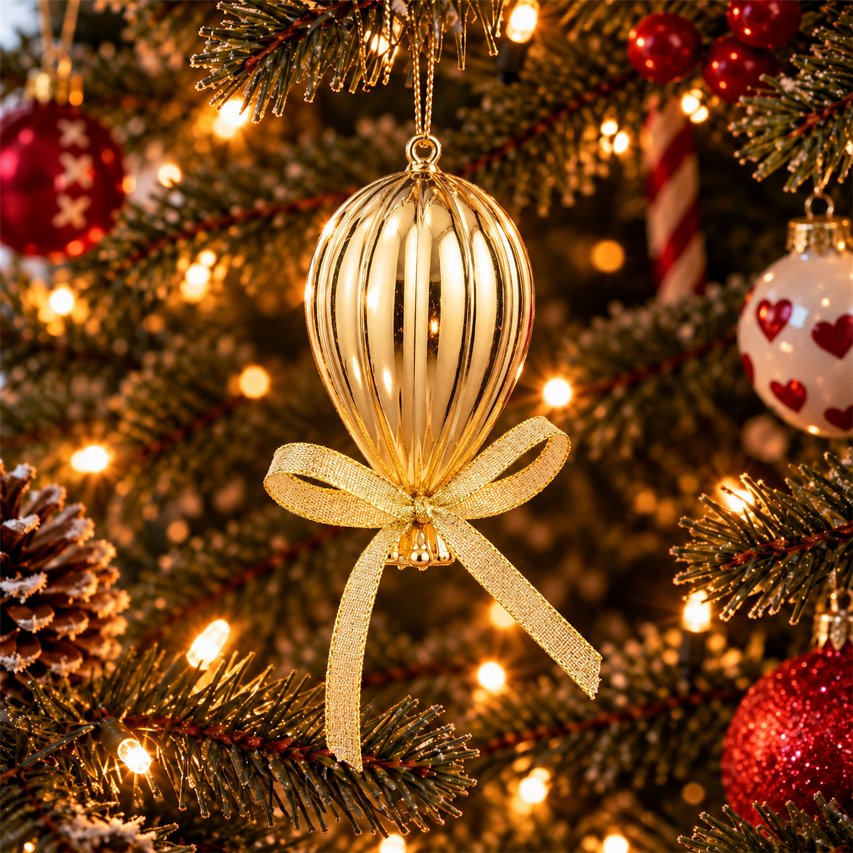 Mica Decorations Kerstornament Ballon Goud 6 x 6 x 11 cm