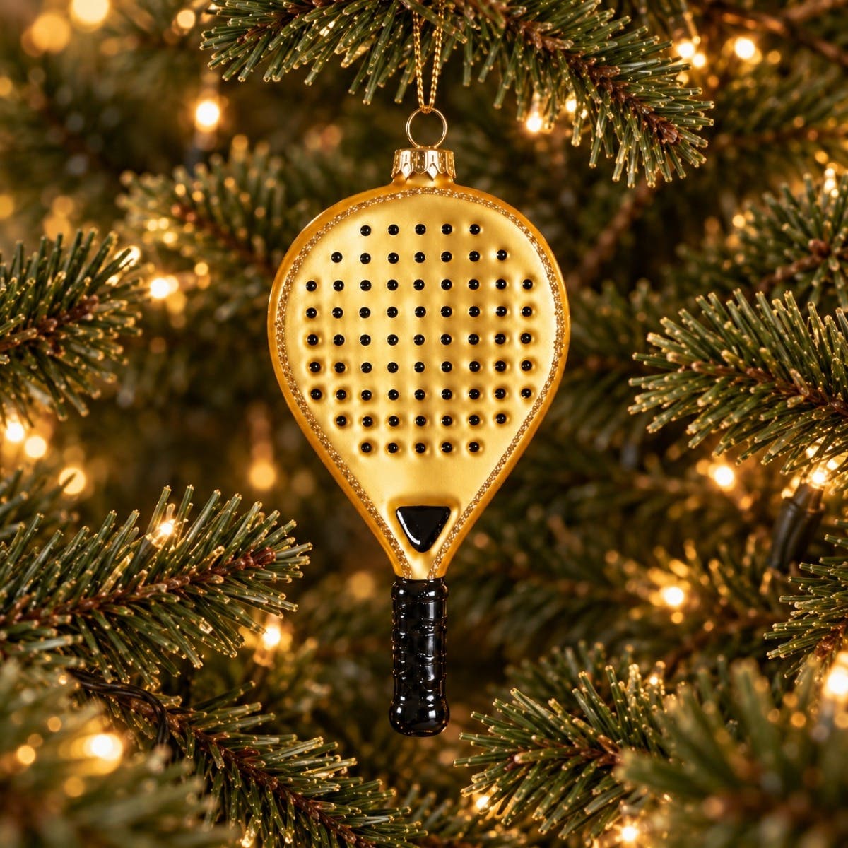 Yup in de boom Kerstornament Padelracket Goud 10 x 5.5 x 1.5 cm