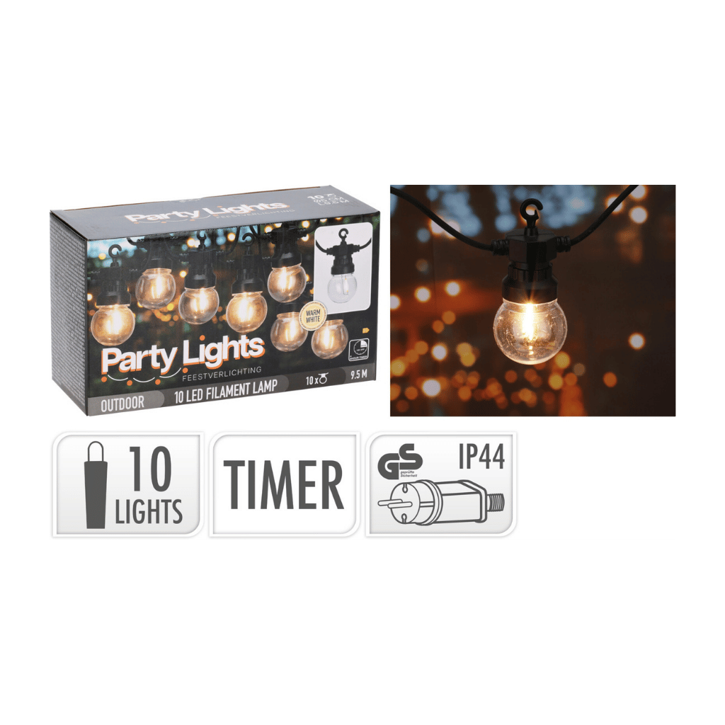 Pro Garden Feestverlichting 10 Lampjes Zwart 950 cm