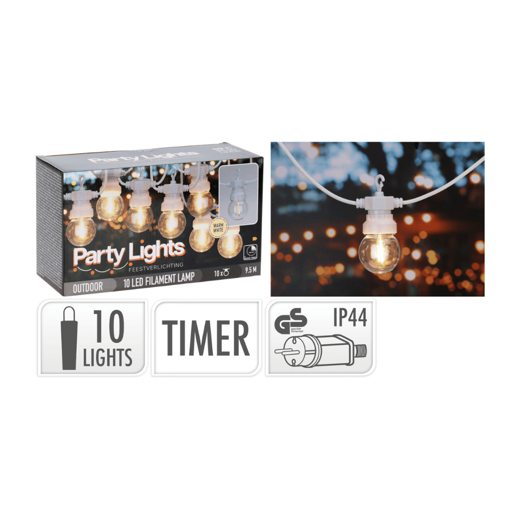 Pro Garden Feestverlichting 10 Lampjes Wit 950 cm