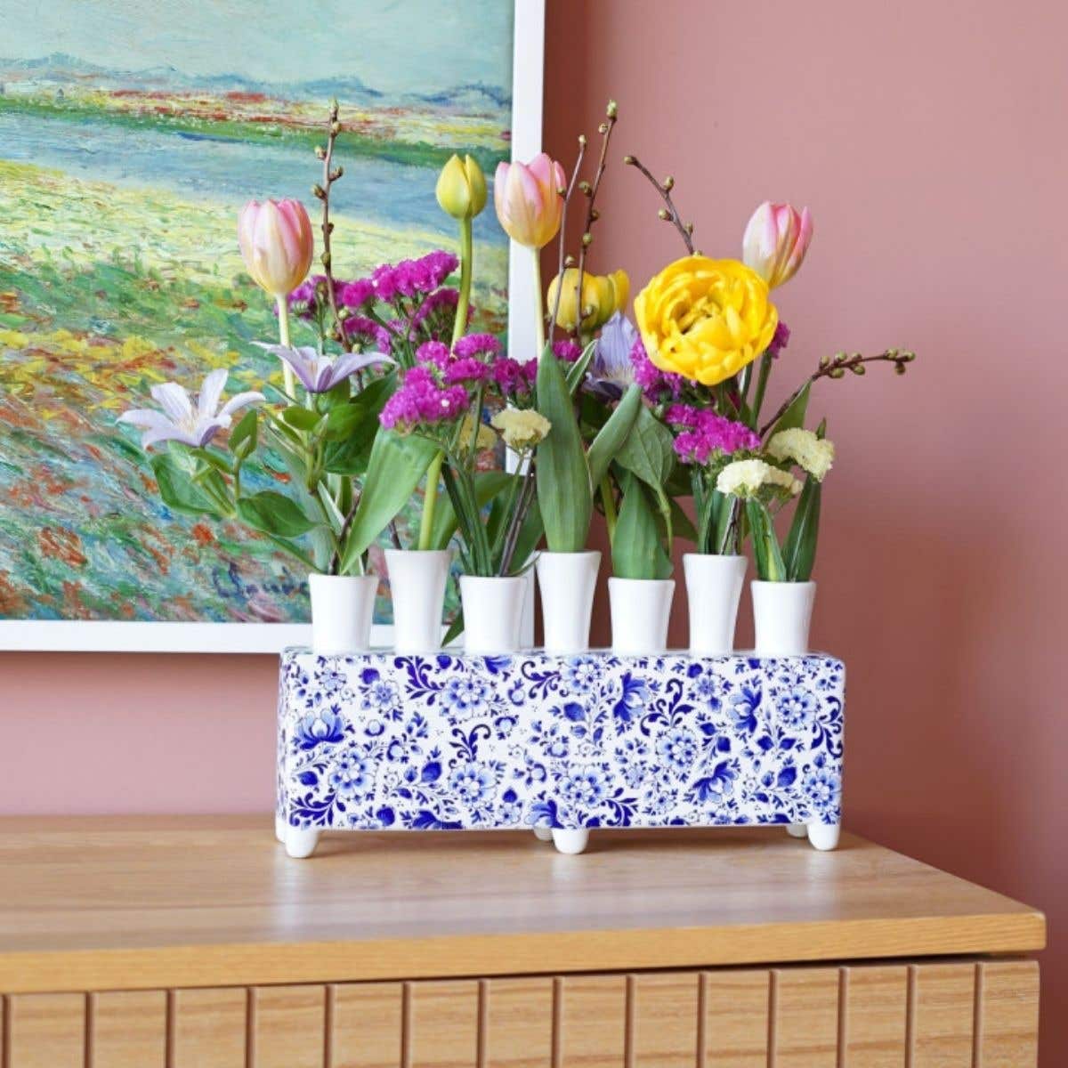 Heinen Delfts Blauw Tulpenvaas Delfts Blauw Rechthoek