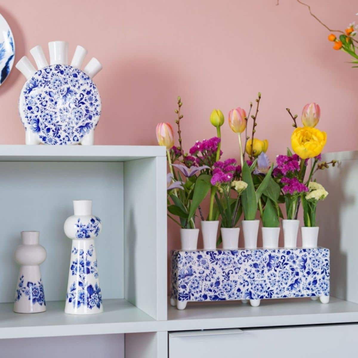 Heinen Delfts Blauw Tulpenvaas Delfts Blauw Rechthoek