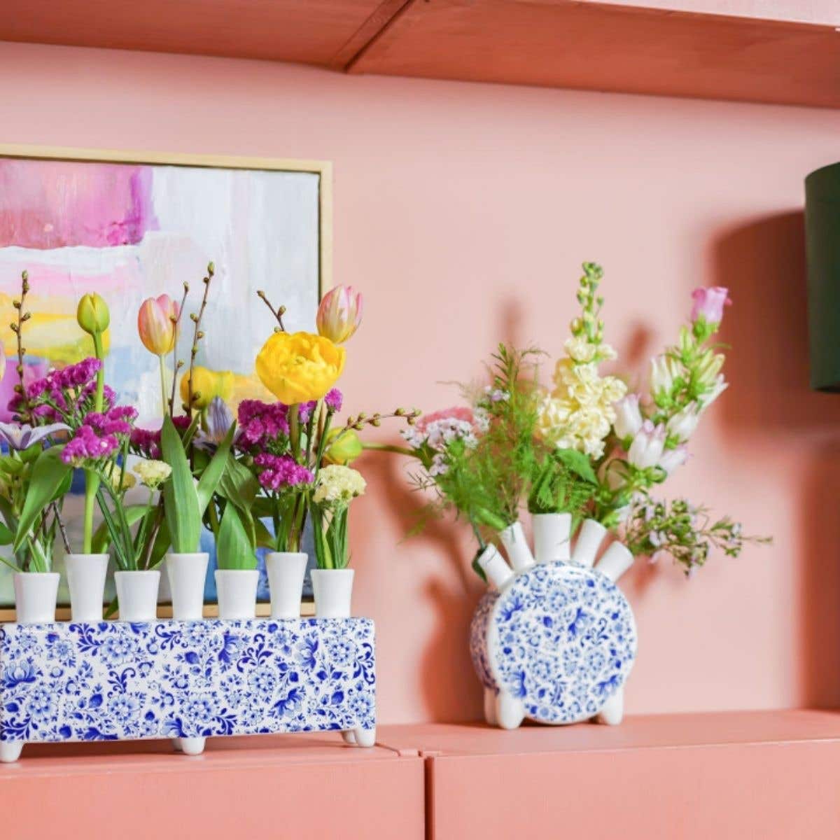 Heinen Delfts Blauw Tulpenvaas Delfts Blauw Rond