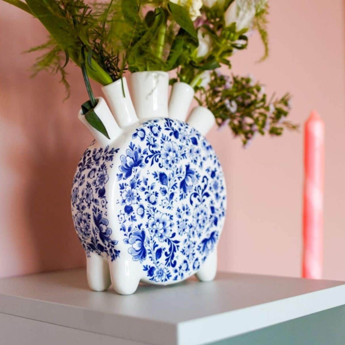Heinen Delfts Blauw Tulpenvaas Delfts Blauw Rond