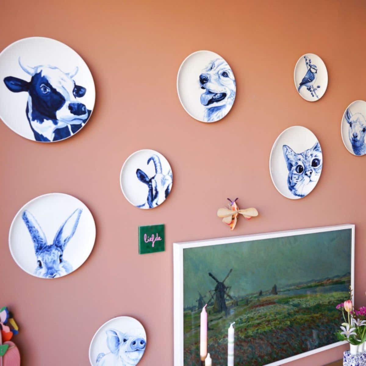 Heinen Delfts Blauw Wandbord Varken