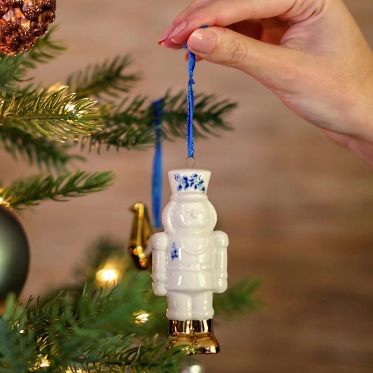 Heinen Delfts Blauw Kerstornament Notenkraker Blauw 9.5 cm