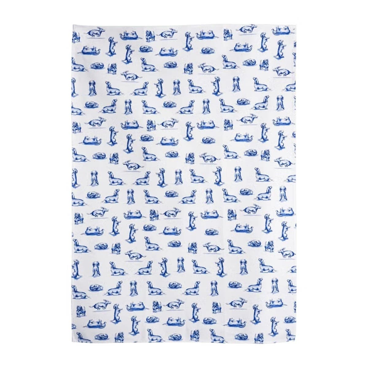 Heinen Delfts Blauw Theedoek Teckel Nhaan Wit