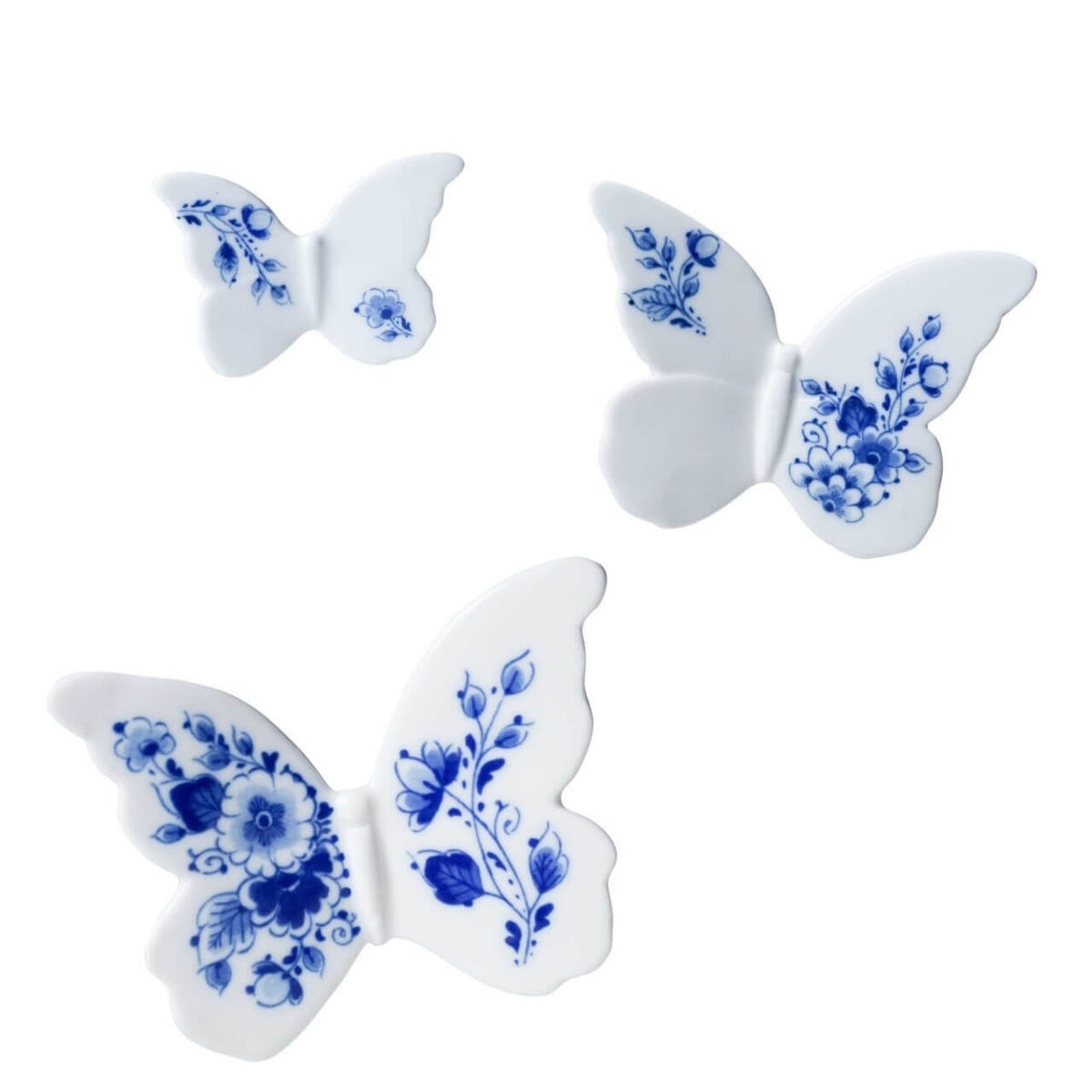 Heinen Delfts Blauw Wanddecoratie Vlinder Blauw 10 x 12 x 10 cm