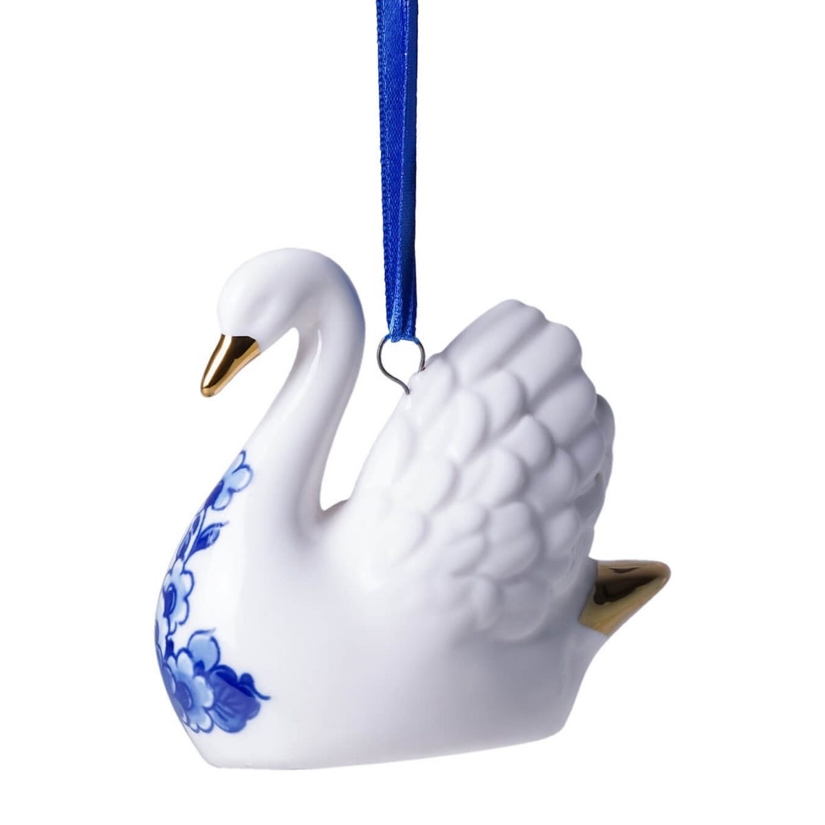 Heinen Delfts Blauw Kerstornament Zwaan Blauw 6.5 x 3.5 x 5.8 cm