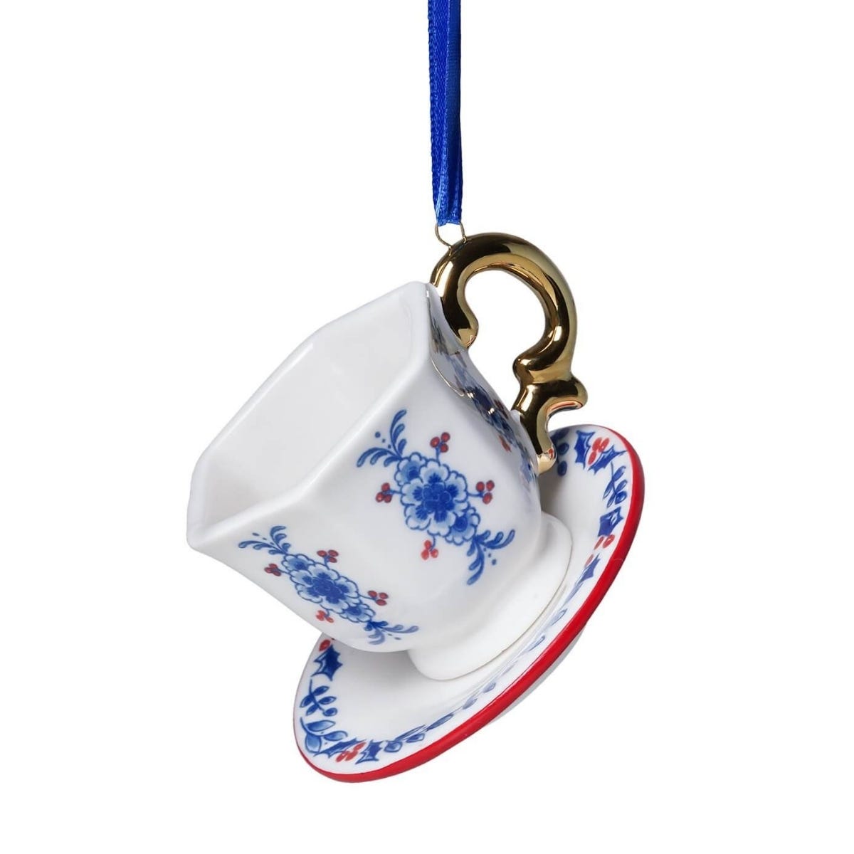 Heinen Delfts Blauw Kerstornament Theekopje Blauw 5 x 9.5 cm