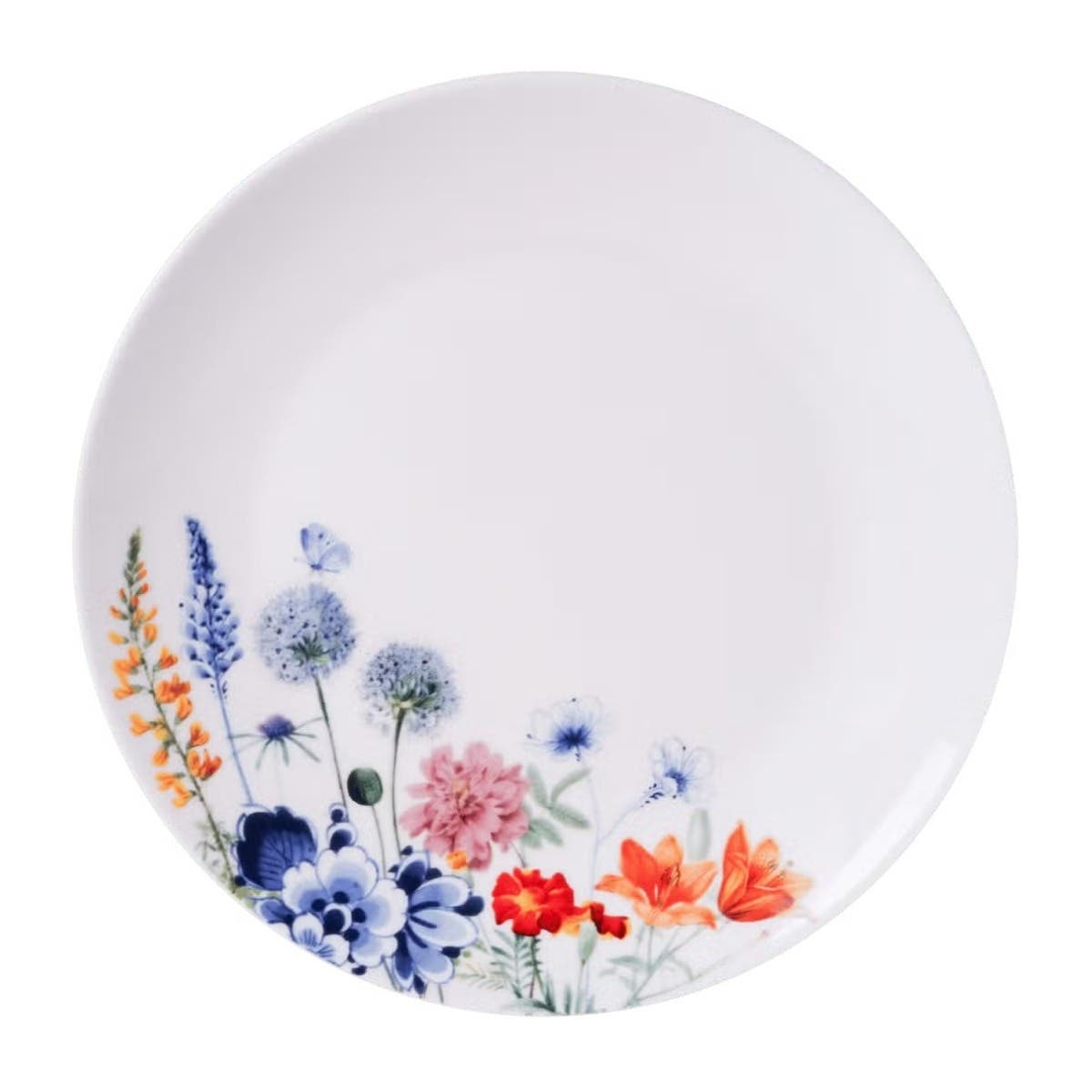 Heinen Delfts Blauw Ontbijtbord Wildbloemen 20 cm