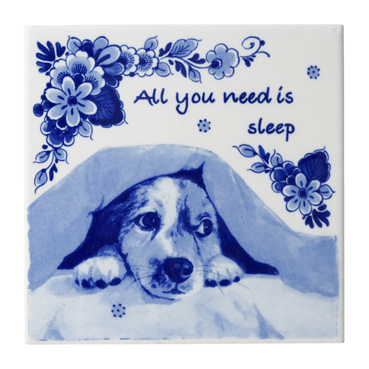 Heinen Delfts Blauw Tegel Sleep Engelse Spreuken