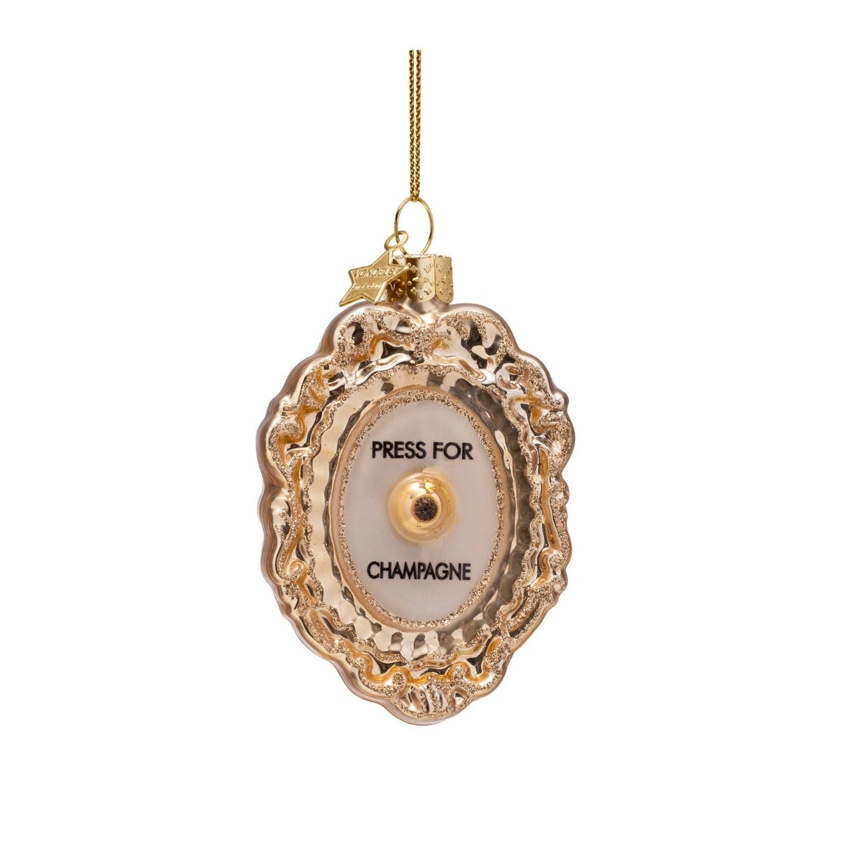 Vondels Kerstornament champagnepers Goud 6 x 2 x 9 cm