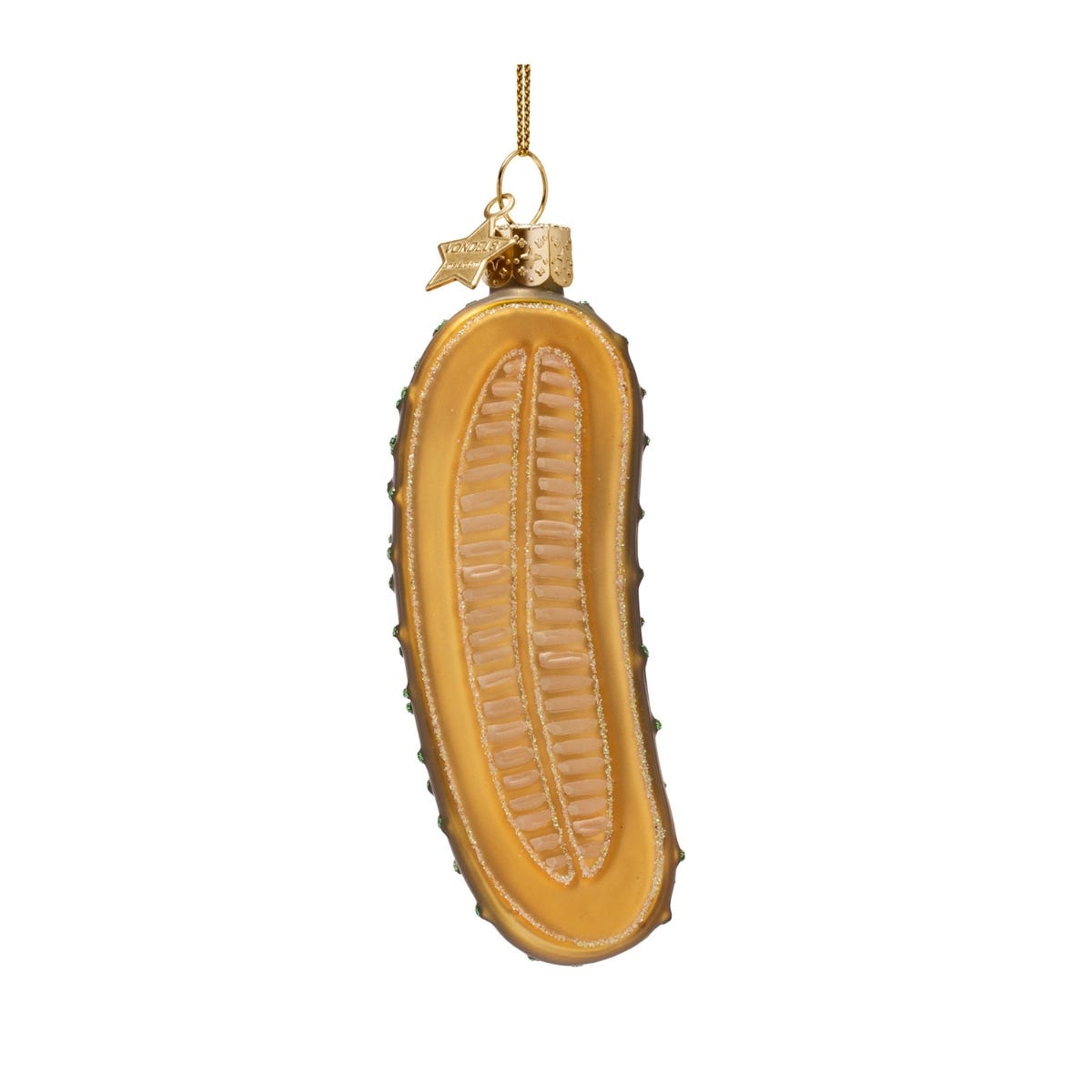 Vondels Kerstornament augurkschijfje Groen 3.5 x 2.5 x 10.5 cm