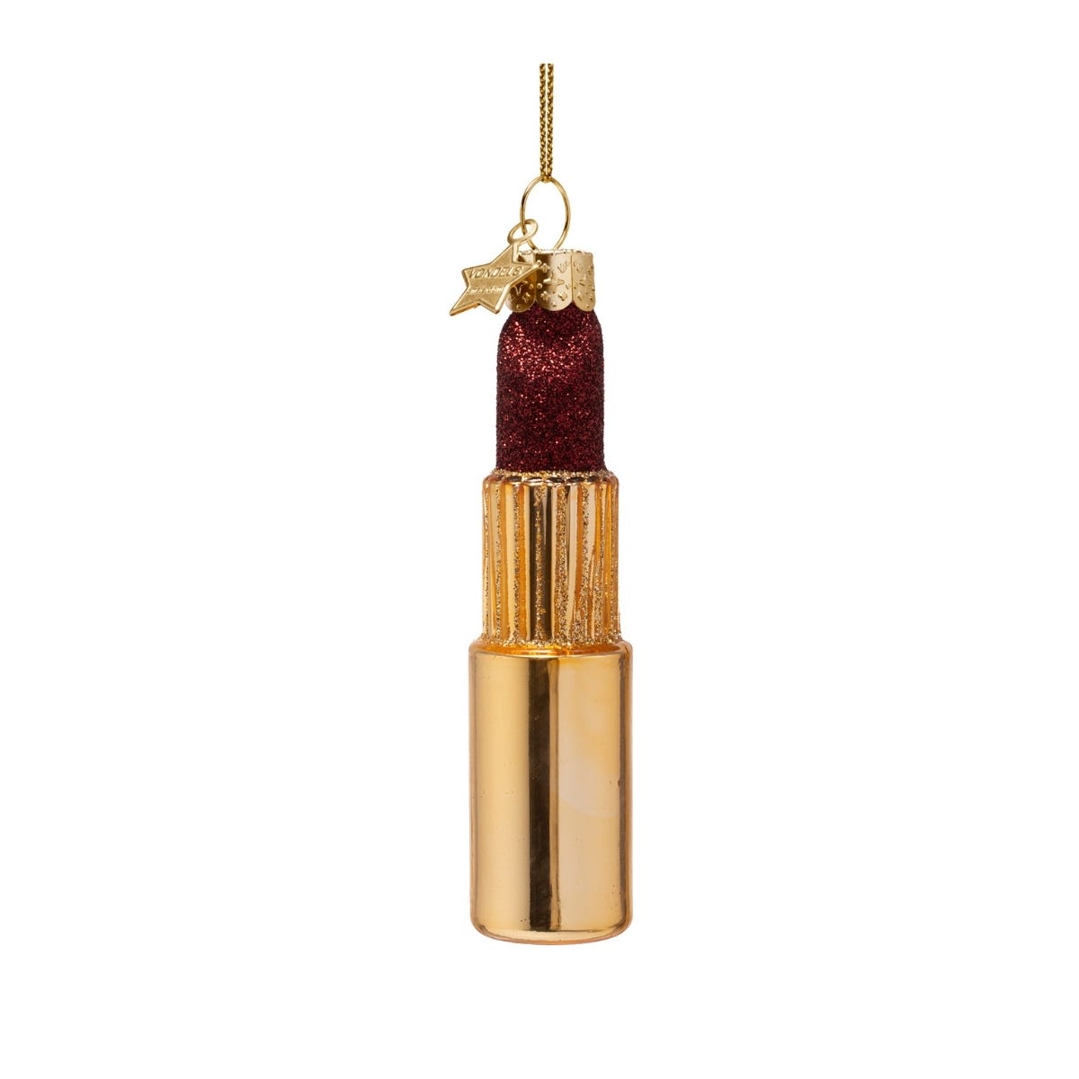 Vondels Kerstornament glitter lipstick Goud 3 x 3 x 11 cm