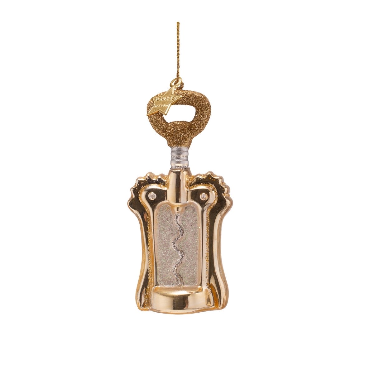 Vondels Kerstornament flesopener Goud 5 x 3.5 x 10.5 cm