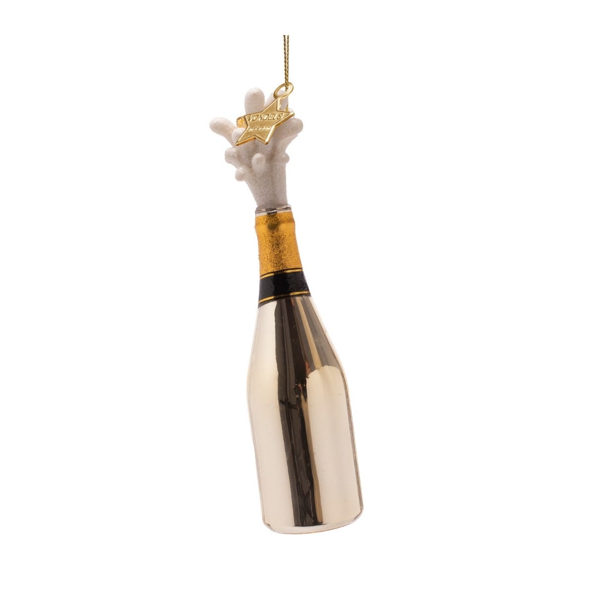 Vondels Kerstornament poppende champagnefles Goud 4 x 4 x 16.5 cm