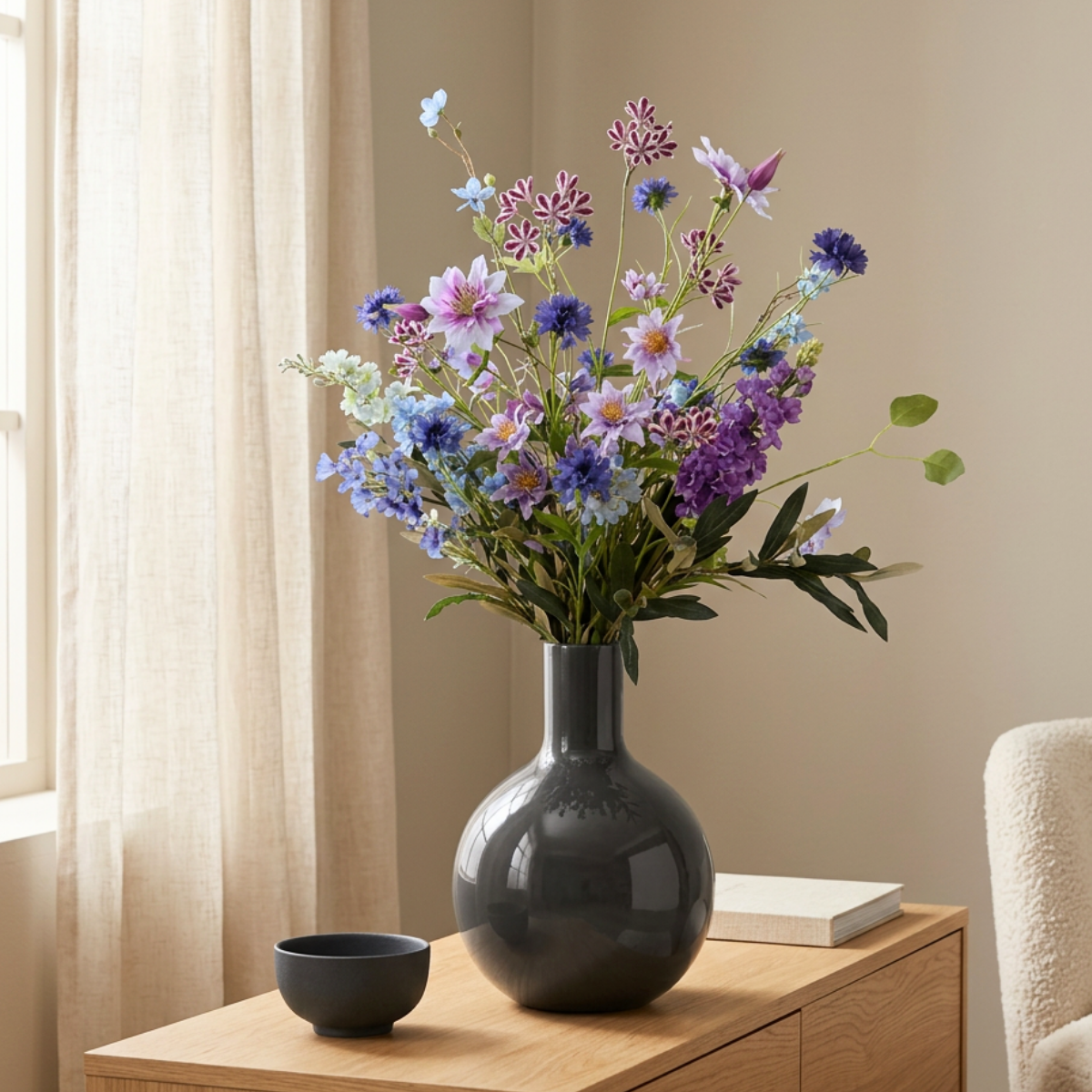 De Bosrand Luxe Kunstboeket Midnight Bloom Blauw