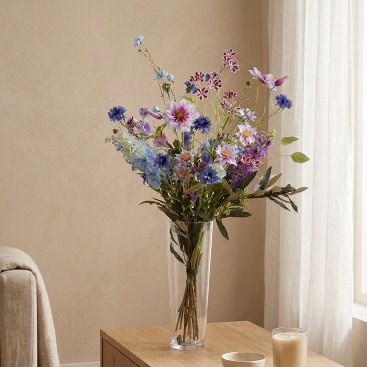 De Bosrand Luxe Kunstboeket Midnight Bloom Blauw