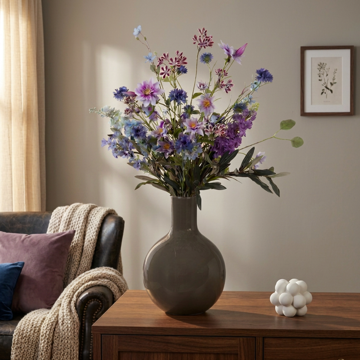 De Bosrand Luxe Kunstboeket Midnight Bloom Blauw