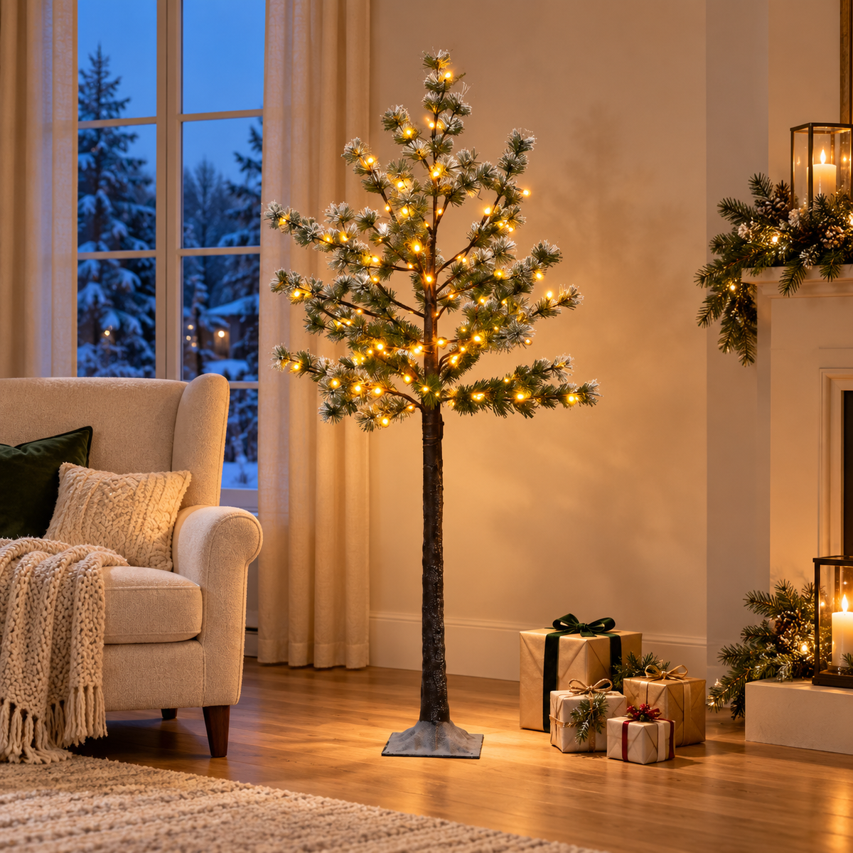 Anna's Collection Kunstkerstboom Sneeuw Klassiek Warm 80 Lampjes Ø50 x 150 cm