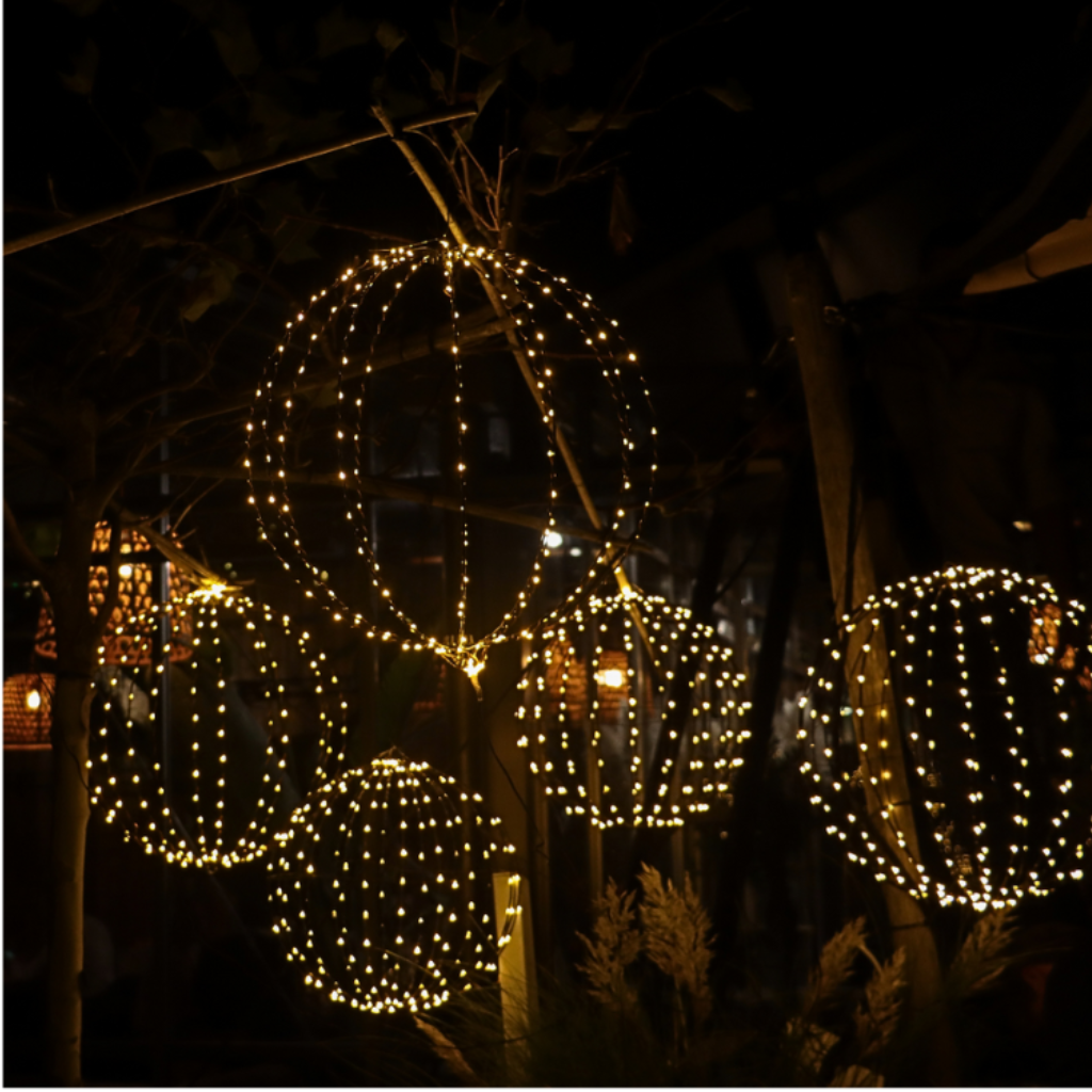 Lichtbol LED zwart met timer 28 cm