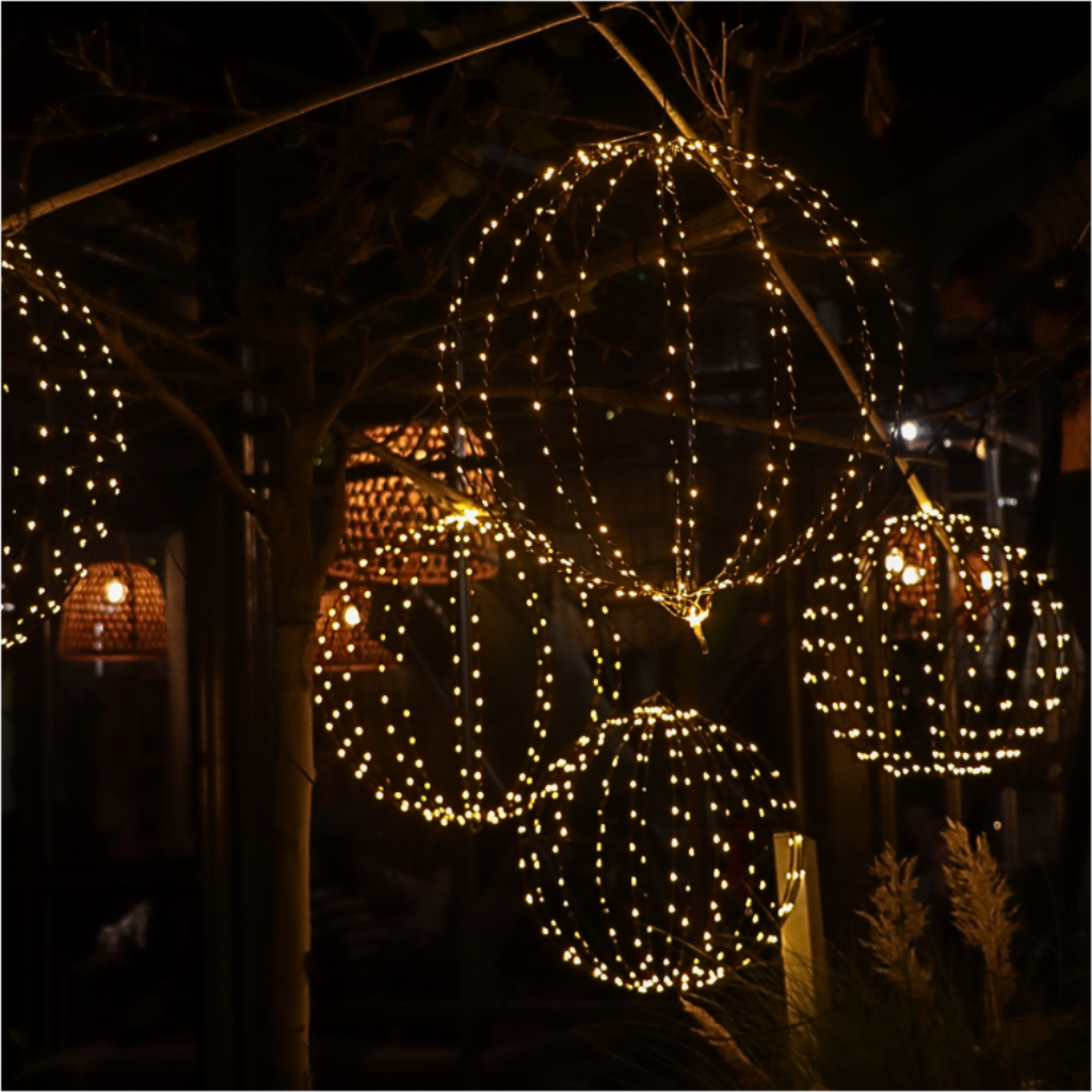 Lichtbol LED zwart met timer 28 cm