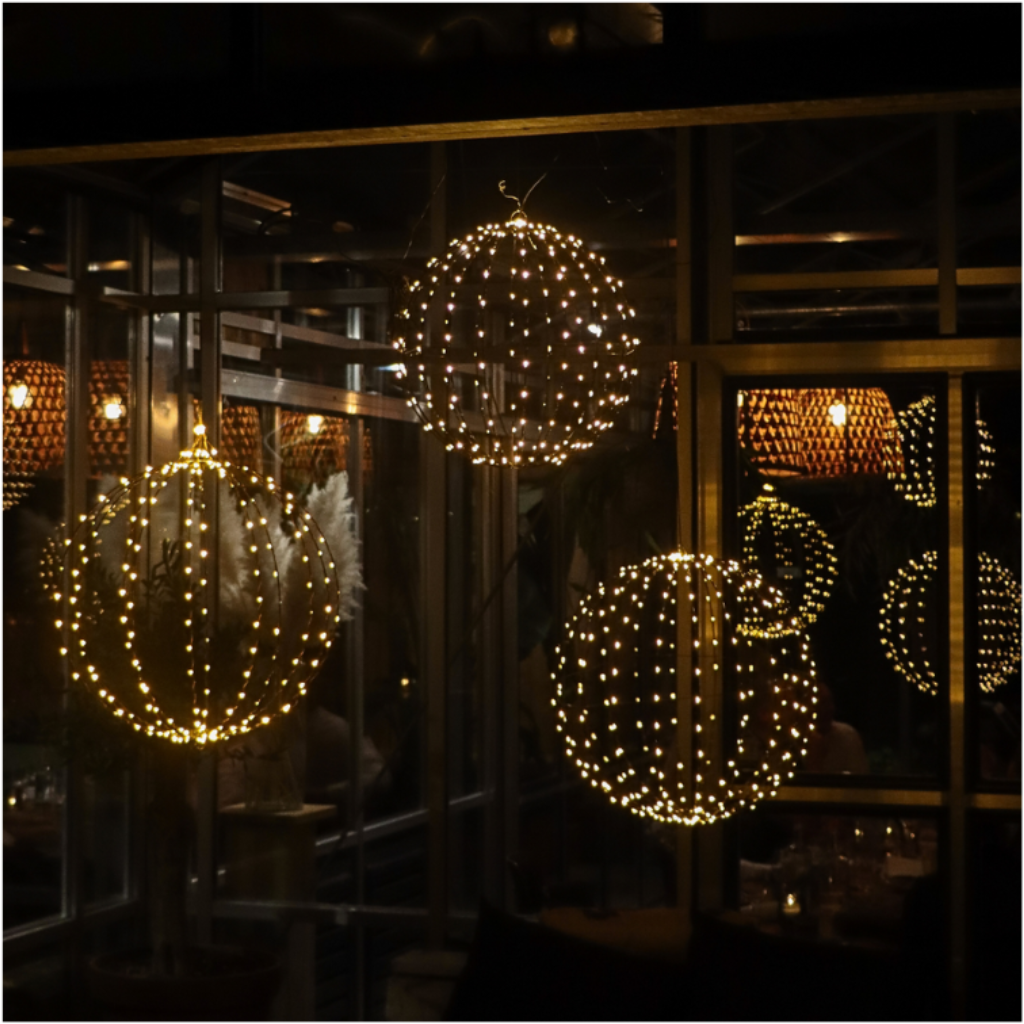 Lichtbol LED zwart met timer 28 cm
