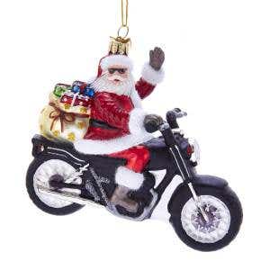 Kurt Adler kersthanger Noble Gems Glass Santa On Motor