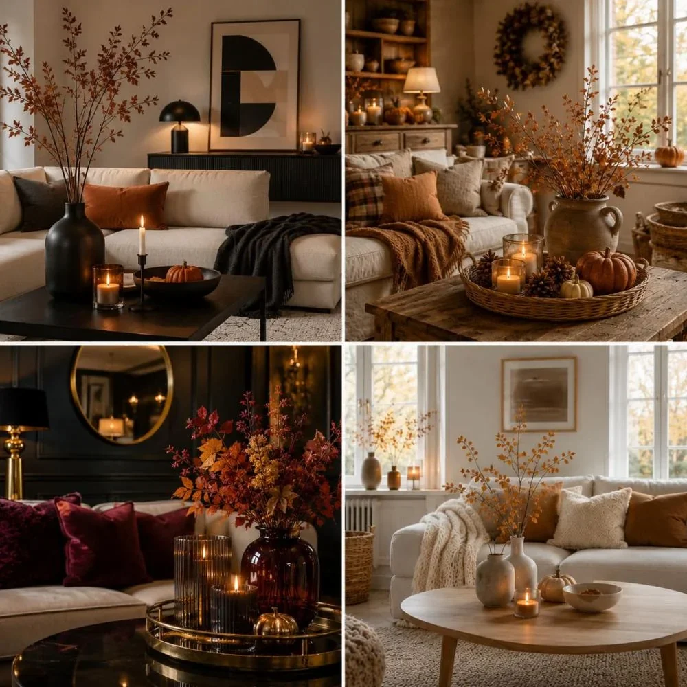herfst decoraties in verschillende woonstijlen