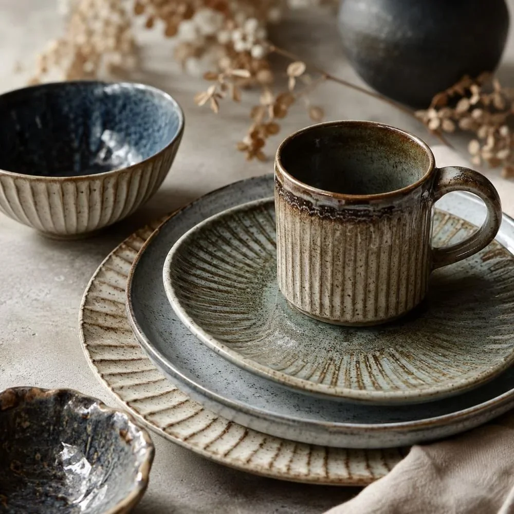 Servies inspiratie met textuur en glazuur
