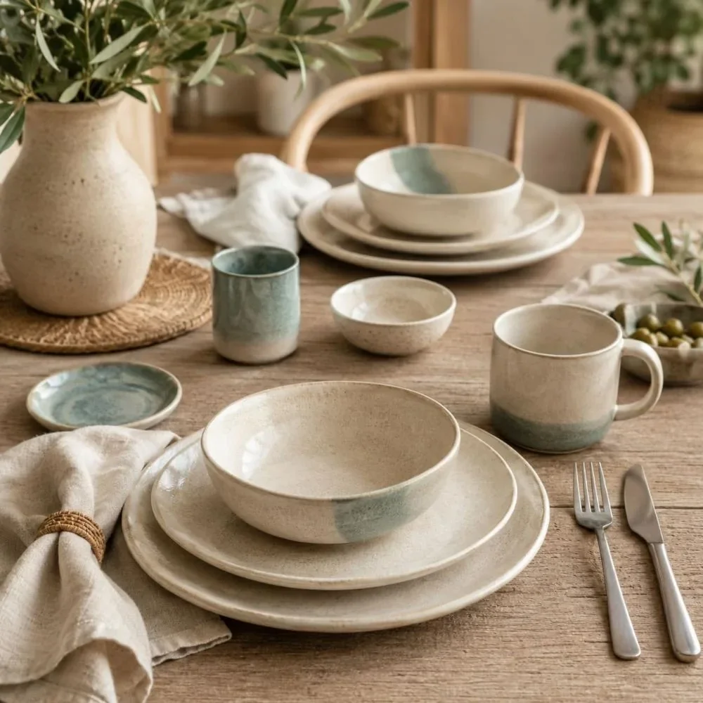Servies inspiratie met rustige tinten en mix &amp; match