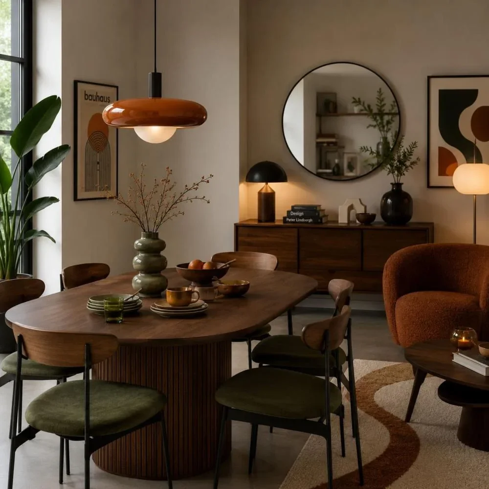 modern retro interieur met hout
