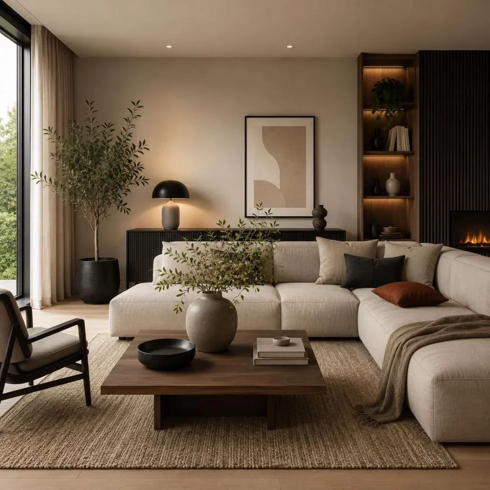 modern warm interieur met hout