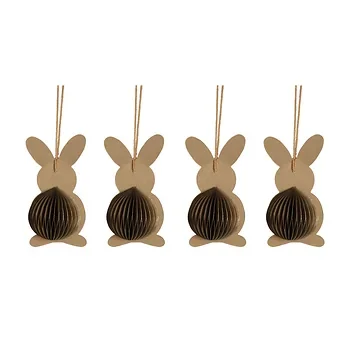 Papieren Paashaas 12 cm Beige 4 stuks