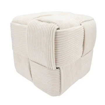 Daan Kromhout Design Poef Stripe Wit 40 x 40 cm