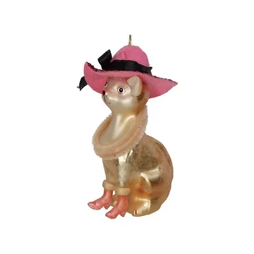 Kersthanger Kat Fashion Glas Roze 12 cm