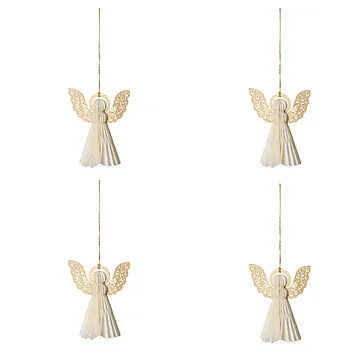 Papieren Engel 12 cm Crème 4 stuks