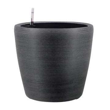 De Bosrand Pot Kunststof met Wielen Brushed Black 32 x 31 cm